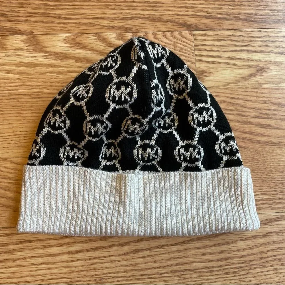 MICHAEL KORS- Black and Gold Beanie Hat